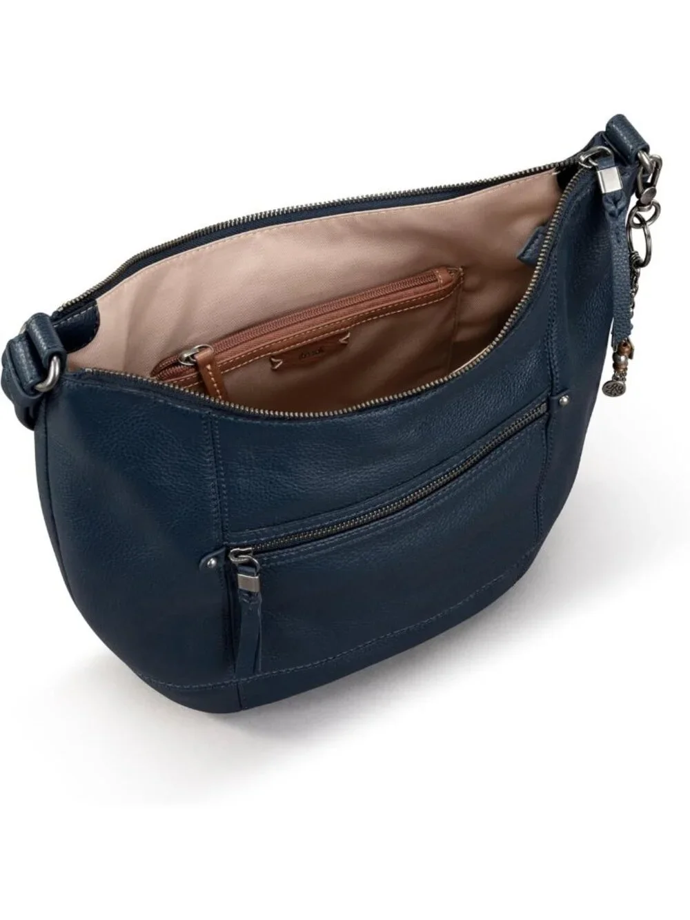 Large Slouchy Leather Hobo Bag with Zip Pocket - Stylish Shoulder Purse
